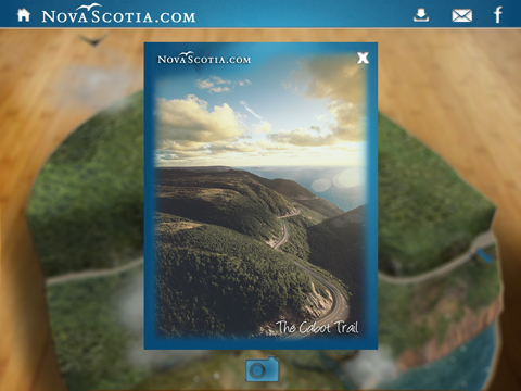 Nova Scotia Tourism AR App social share (2012) © Current Studios
